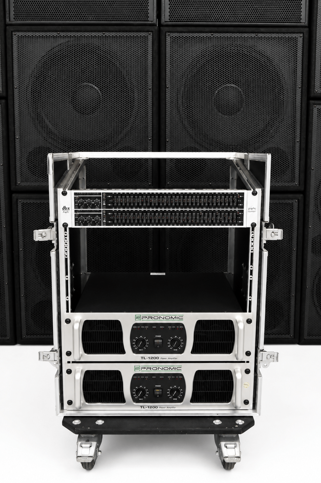 Promotec TL-1200 PA-Endstufen 2 Stück im Rack ink. Equalizer - Vermietung Tagespreis